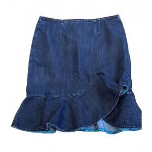 Anthropologie Women's Denim Mini Skirt with Flounce Hem | Size 4
